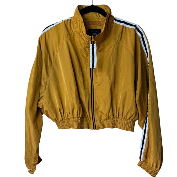 Love Tree Mustard Cropped Windbreaker Bomber Jacket - Medium - Picture 1 of 8
